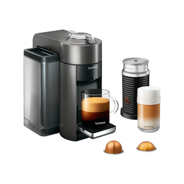 Nespresso Evoluo Graphite Metal and Aeroccino3 Milk Frother Coffee Machine Bundle