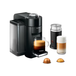 Nespresso Evoluo Piano Black and Aeroccino3 Milk Frother Coffee Machine Bundle