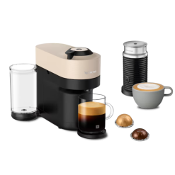 Nespresso Vertuo Pop Plus Beige and Aeroccino3 Milk Frother Coffee Machine Bundle