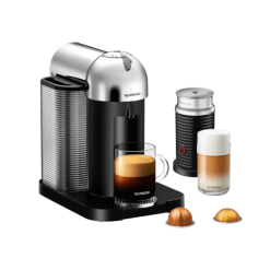 Nespresso Vertuo Chrome and Aeroccino3 Milk Frother Coffee Machine Bundle