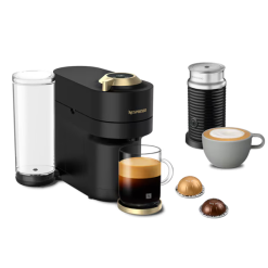 Nespresso Vertuo Pop Plus Matte Black Gold and Aeroccino3 Milk Frother Coffee Machine Bundle