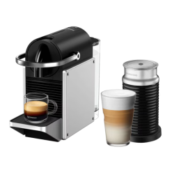 Nespresso Pixie Silver Redesign and Aeroccino3 Milk Frother Coffee Machine Bundle